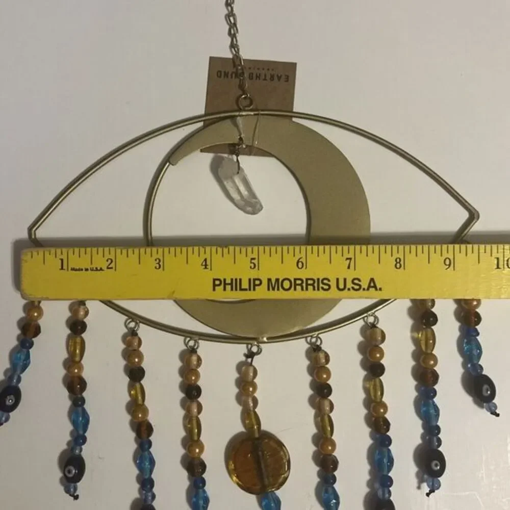 Earthbound Metal Eye Wall Hanger W Evil Eye Beads‎ And Crystal Quartz